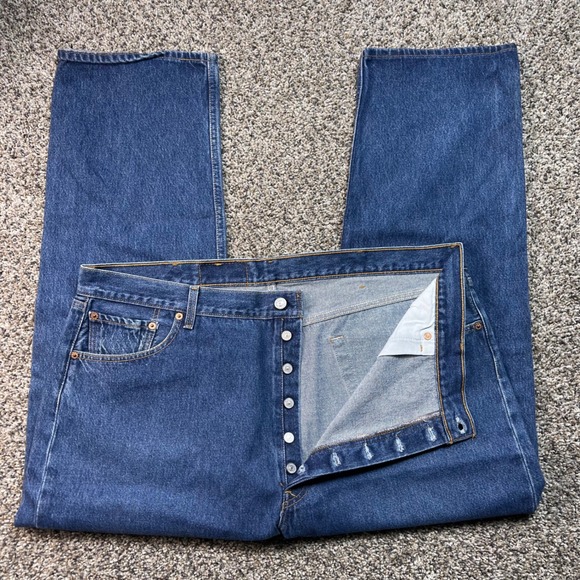 Vintage Levi's 501 Men's 40x28 USA Made Original Fit Jeans Blue Denim 00s - Picture 2 of 10